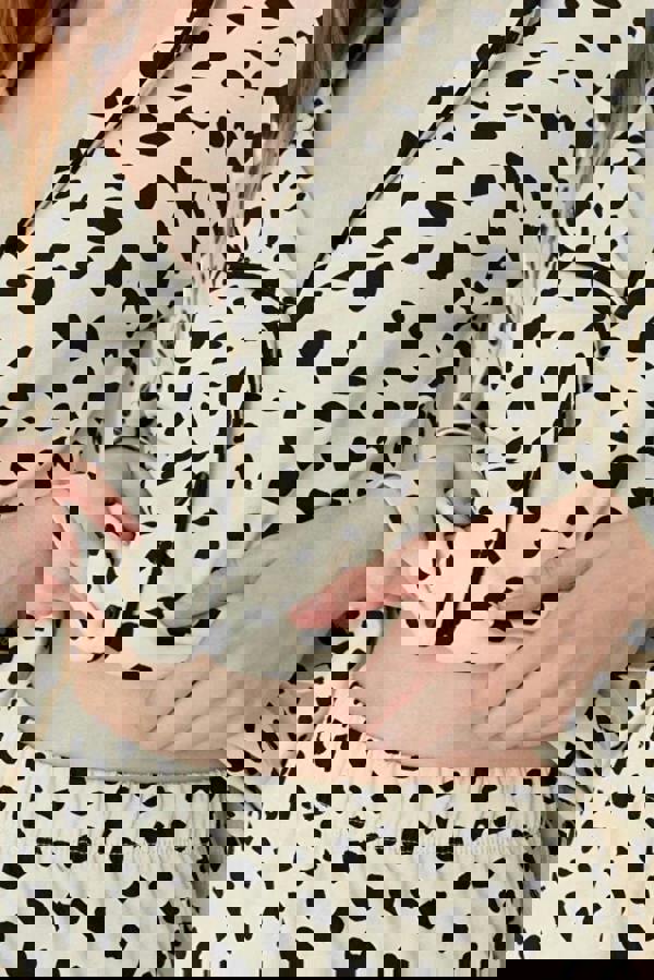 WOVCOR 2-Piece 100% Cotton Leopard Print Shirt-Pants Knit Pajama Set