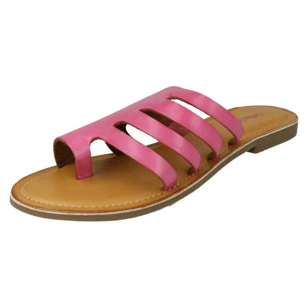 Leather Collection Ladies Leather Collection Flat Strappy Sandals F00125