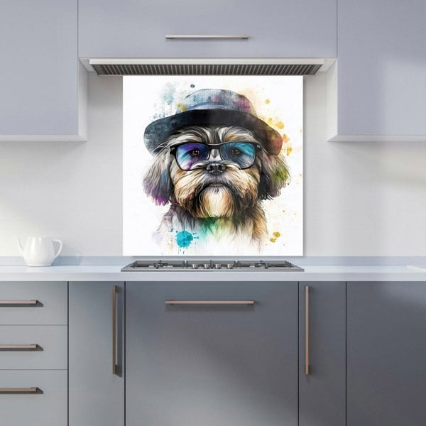 Warren Reed - Designer Lhasa Apso Dog With Glasses Splashart Kitchen Splashback