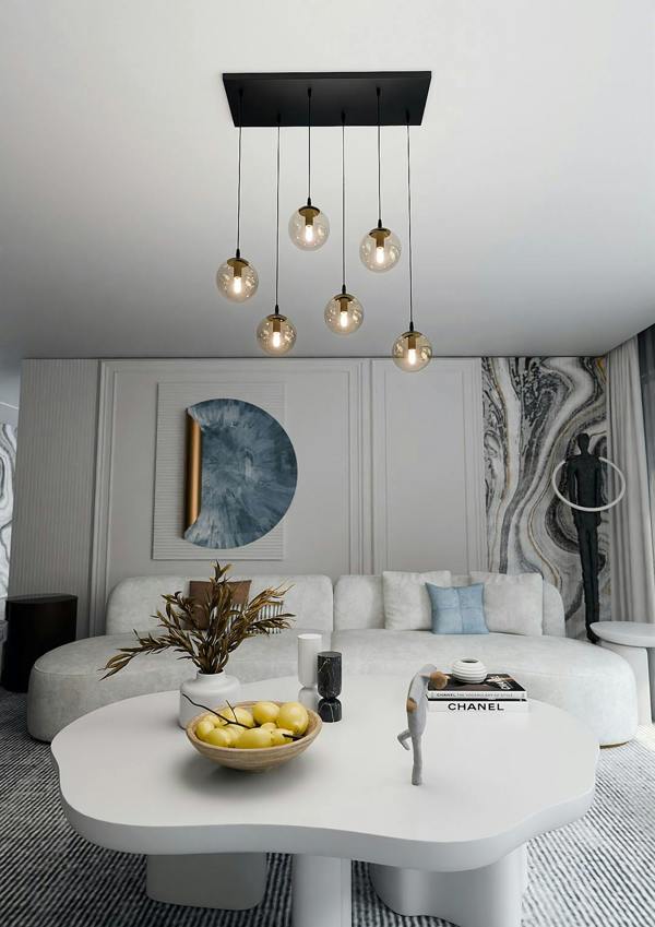 Emibig COSMO Pendant lamp  6 x E14 Black with Amber Shade