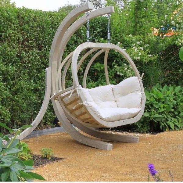 Amazonas Globo Royal Double Hanging Egg Chair & Stand Set - Natura White