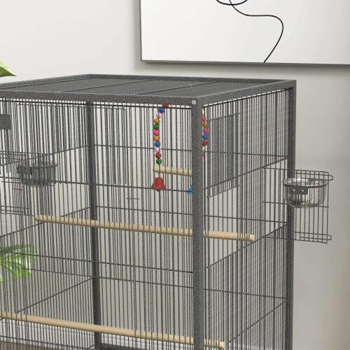 Bobobiy Bird Cage, Budgie Cage, with Rolling Stand, for Small Birds - Grey