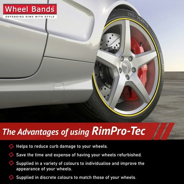 RimPro-Tec Group 4x Black Base's 4x Yellow Pinstripe's / RimPro-Tec® Wheelbands™ car wheel styling kit