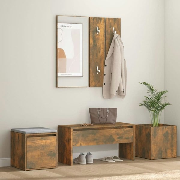 Berkfield Hallway Furniture Set Smoked Oak Engineered Wood
