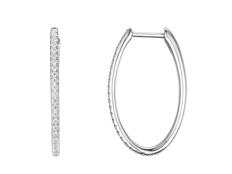 Sarah Layton Diamond Oval Hoop Earrings, 0.28ct - 9ct White Gold - 20.09211.9WEA