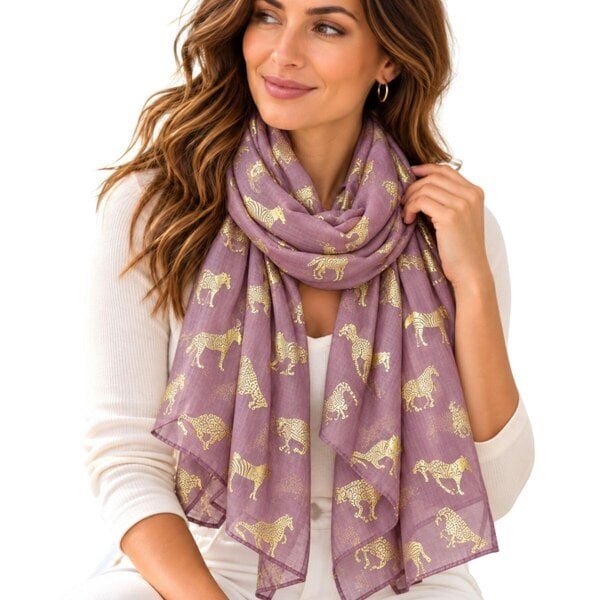 Love EMVY Lightweight Animal Print Scarf for Women – Tiger, Zebra & Leopard Design - Pink