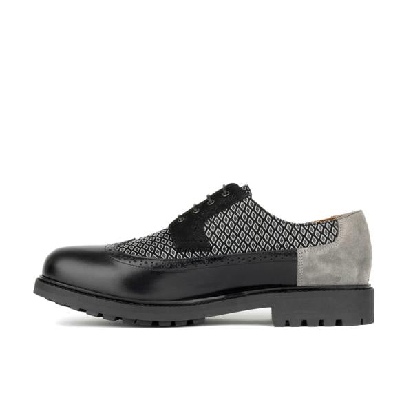 Embassy London Cyclone - Black Diamonds - Men's chunky sole leather shoe