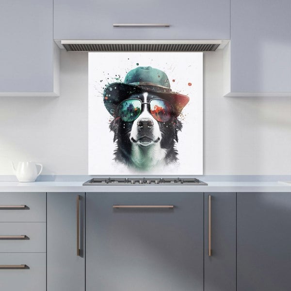 Warren Reed - Designer Border Collie Dog Face Splashart Kitchen Splashback