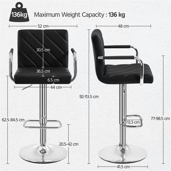 Havendro 2 Pack Adjustable Swivel Bar Stools PU Leather with Backrest and Footrest