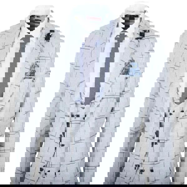 TruClothing TP-33 - Men's 3 Piece Tailored Fit Grey Plaid Check Suit