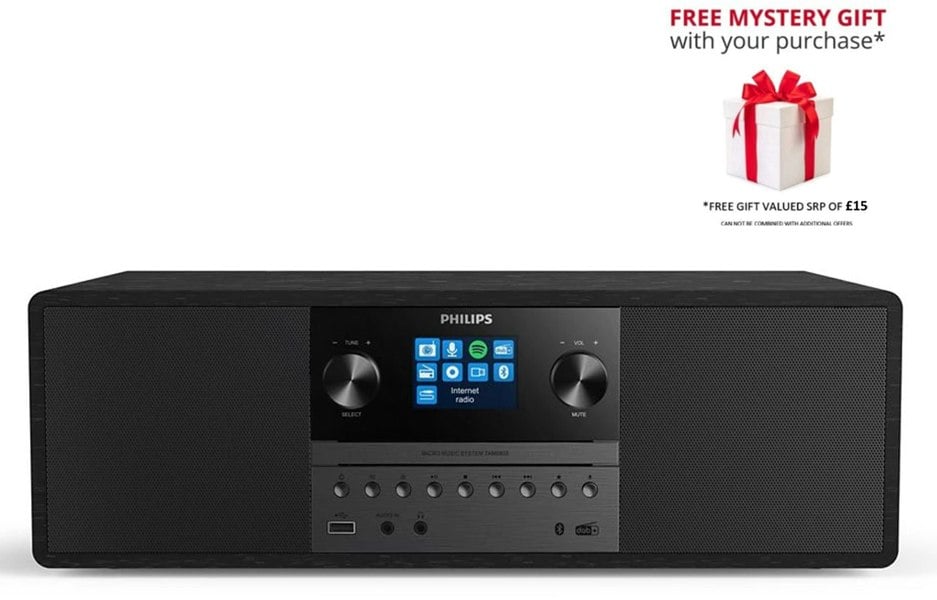 Philips TAM6805-10 Music System with Internet Radio, BT, CD, USB, Spotify Connect - Free Gift RRP £15!