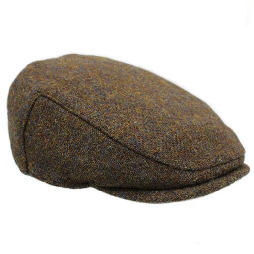 Heather Hats & Accessories Genuine Harris Tweed Wool Flat Cap, Satin Lining, Outdoor Wear, Walnut Brown