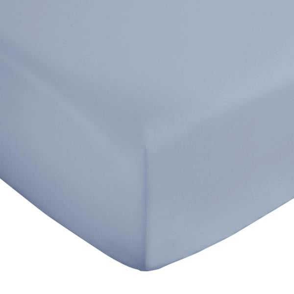 Bianca 400 Thread Count Cotton Sateen Fitted Sheet Blue