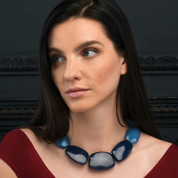 Zavana Chunky Blue Statement Necklace for Women