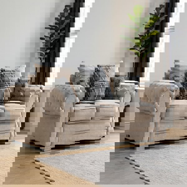 Furnishings For Less Milan Chesterfield Fabric 3 Piece Sofa Suite - Scatter Back