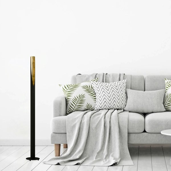 EGLO Barbotto Black Steel And Gold Floor Lamp