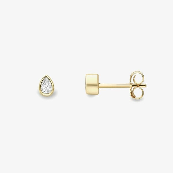 T. H. Baker 9ct Yellow Gold Pear Shape Cubic Zirconia Stud Earrings 120325147587
