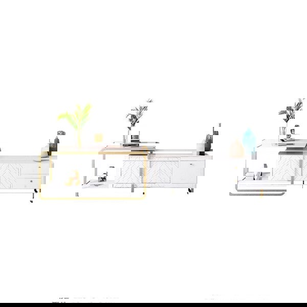 Adelaide TV Stand, White with sideboard clearance