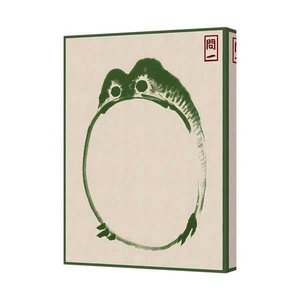 Benjamin Tate Design Green Frog Circle Canvas Art Minimalist Zen Wall Decor