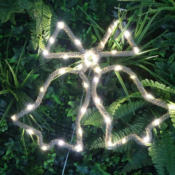 35cm Twin Bells LED Hemp Rope Light Christmas Decoration, Warm White Battery Operated Wall and Garden Display image 1