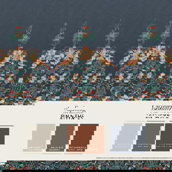 William Morris At Home Strawberry Thief Fixed Size Mural | Navy