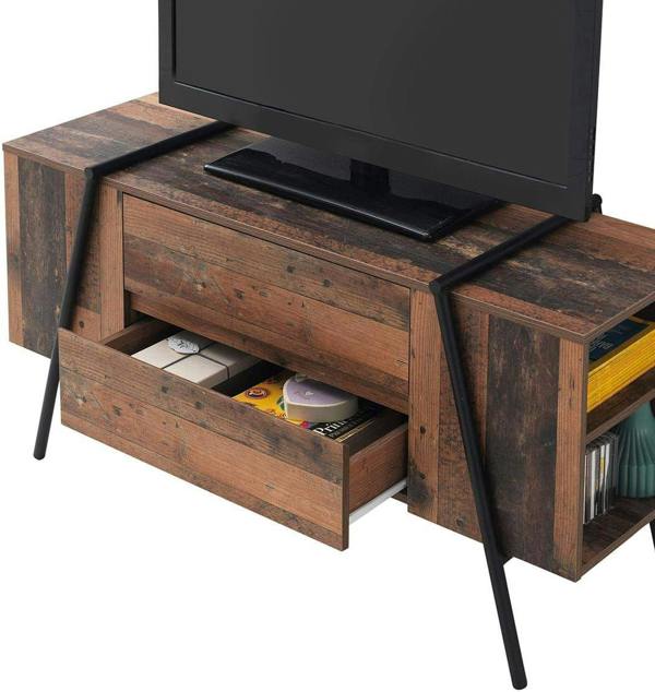 Timber Art Design Abbey TV Unit Stand Cabinet Rustic Industrial Living Room Furniture