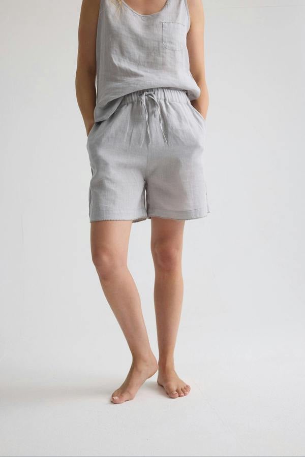 Pretty You London Relaxed Linen Shorts In Harbor Mist