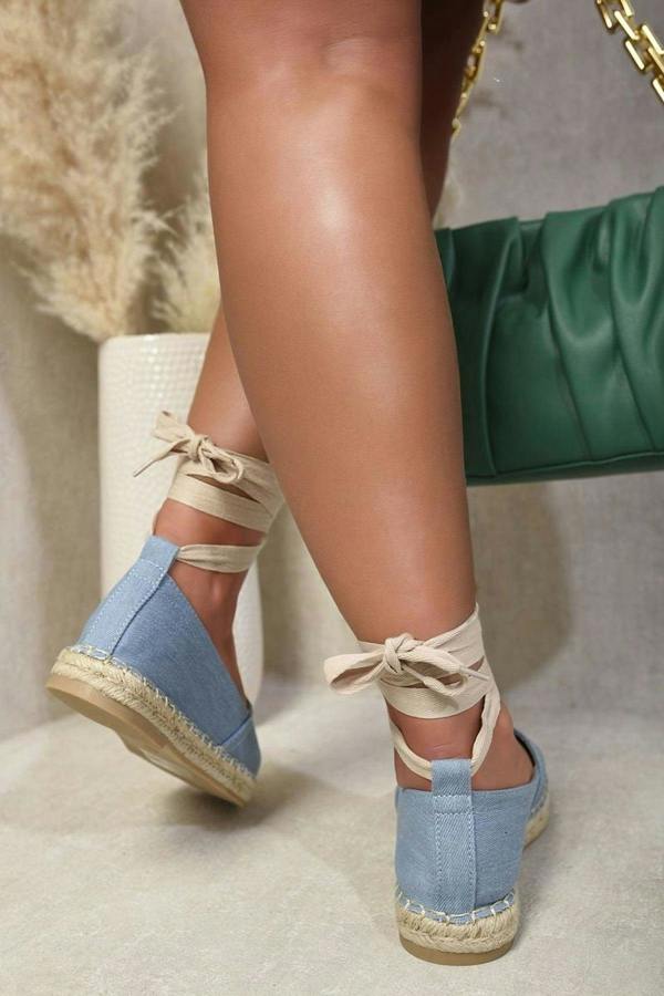 Zoey Tie Leg Espadrille Sandals - Blue