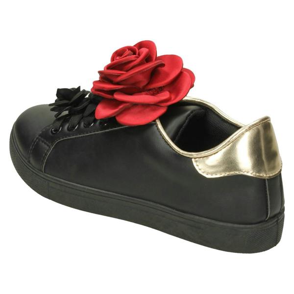 Spot On Ladies Spot On Big Flower Trim Pumps