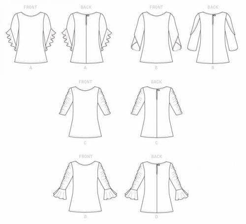 Butterick Sewing Pattern 6687, Tops for Women, Y (XSM-SML-MED) - Easy