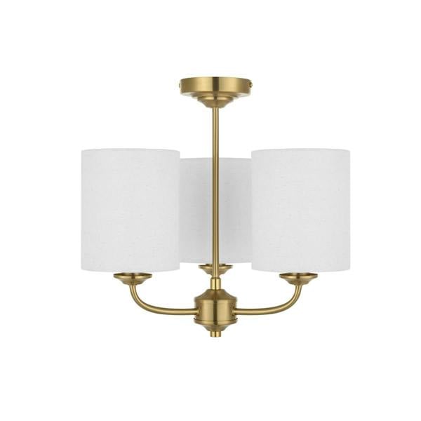 COSYLYTE Winston 3 Light Faux Linen Drum Shade Ceiling Light