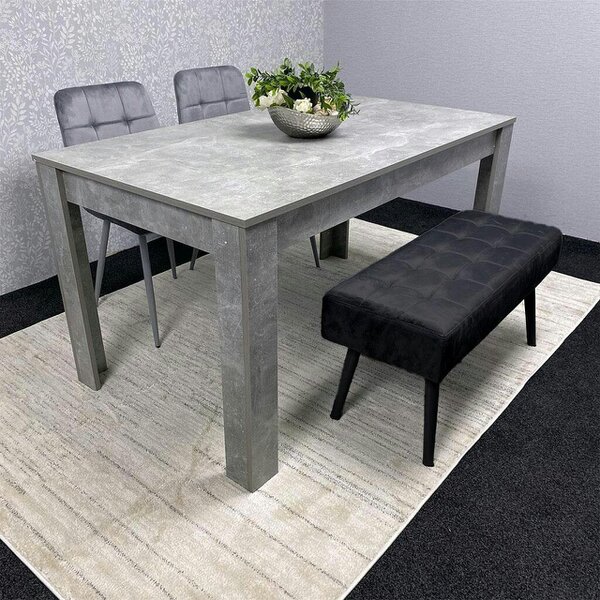 Kosy Koala Grey Wooden Dining Table Set with 2 Grey Velvet Chairs and 1 Black Bench ? Dining Room Furniture