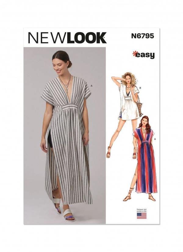New Look Sewing Pattern 6795, Caftans for Women, A (S-M-L-XL-XXL) - Easy