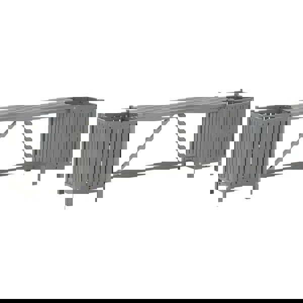 Berkfield Garden Bench with 2 Planters 150cm Solid Acacia Wood Grey