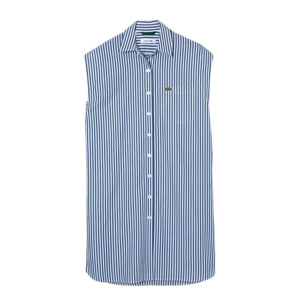 Lacoste Womens/Ladies Poplin Loose Sleeveless Shirt Dress - Blue/White