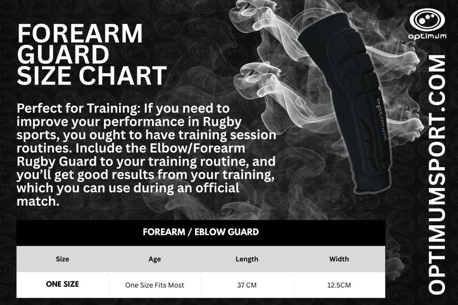 Optimum Elbow Forearm Guard Black/Silver | One Size, Adjustable Fit
