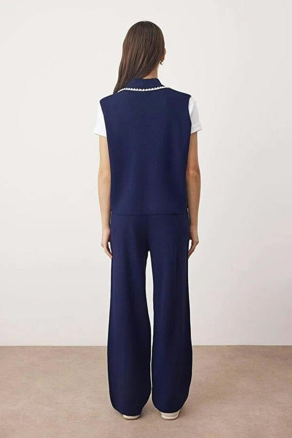 WOVCOR 2-Piece Vest-Pants Knitwear Bottom-Top Set