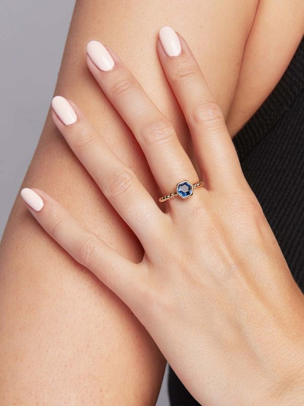 Gemdaia Blue Sapphire Hex Ring