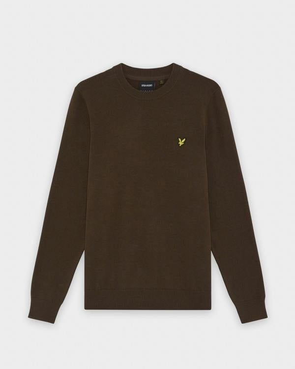 Lyle & Scott Cotton Crew Neck Mens Jumper - Y176 Ebony | CHO | Designer Mens Crew Neck Jumpers