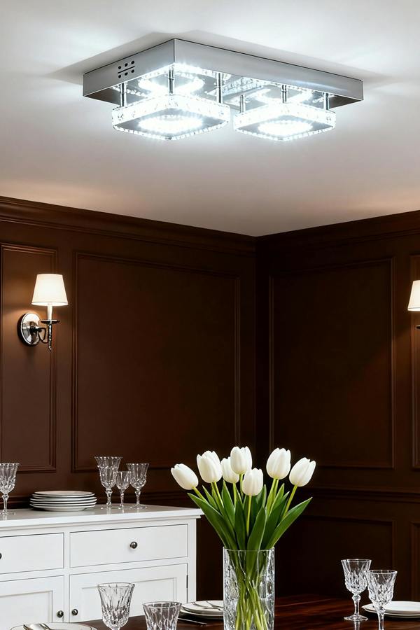 Glam Crystal Square Ceiling Light