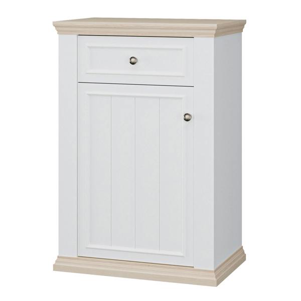 Furniture To Go Pontypool Shoe Cabinet with Drawer in White and a Riva Oak