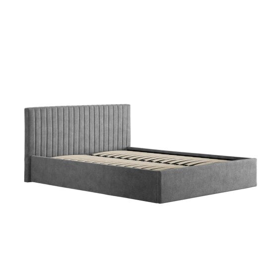 Wyld Haus Dublin Silver Upholstered 4ft6 Double Ottoman Bed with Ribbed Headboard