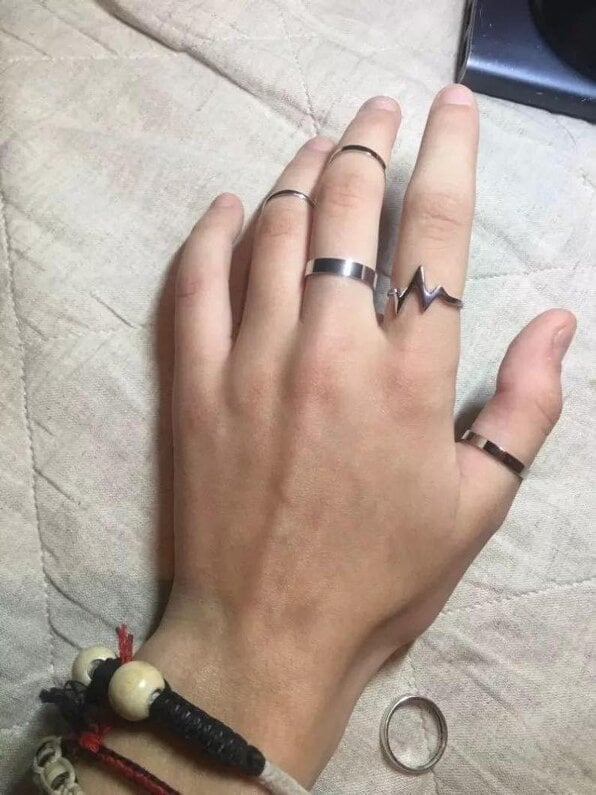 The Colourful Aura 5 Piece Stackable Midi Gold Silver Chevron Knuckle Boho Ring Set