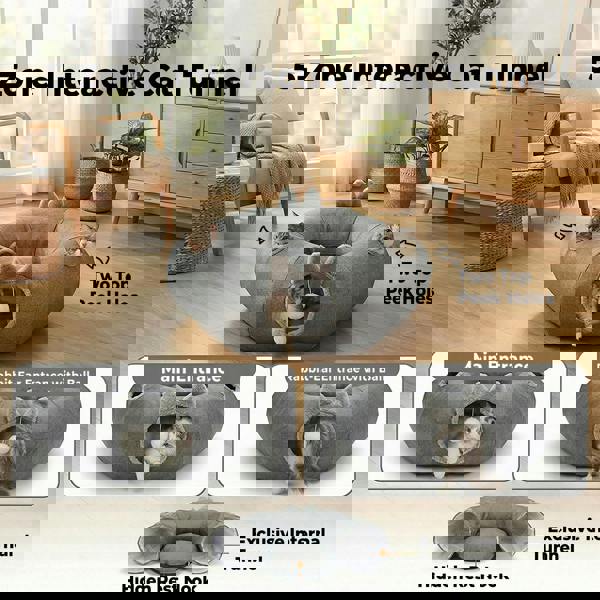 Skylos Foldable Cat Tunnel Bed Interactive Donut Toy for Indoor Cats Kittens