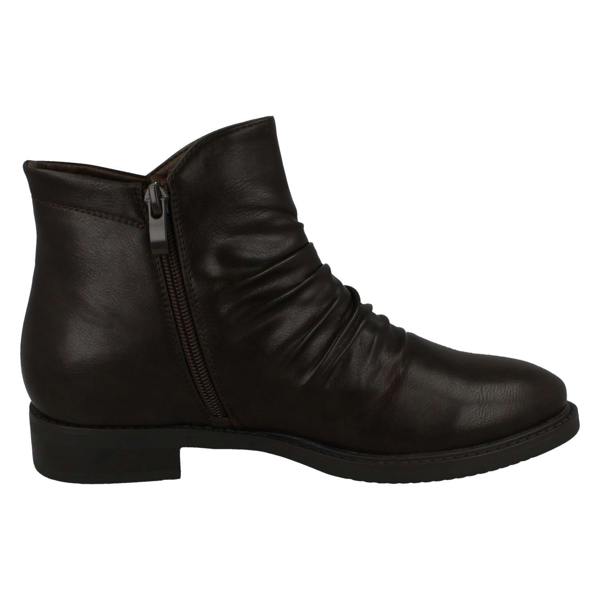 Spot On Ladies Spot On Low Heel Rouched Ankle Boot F51031