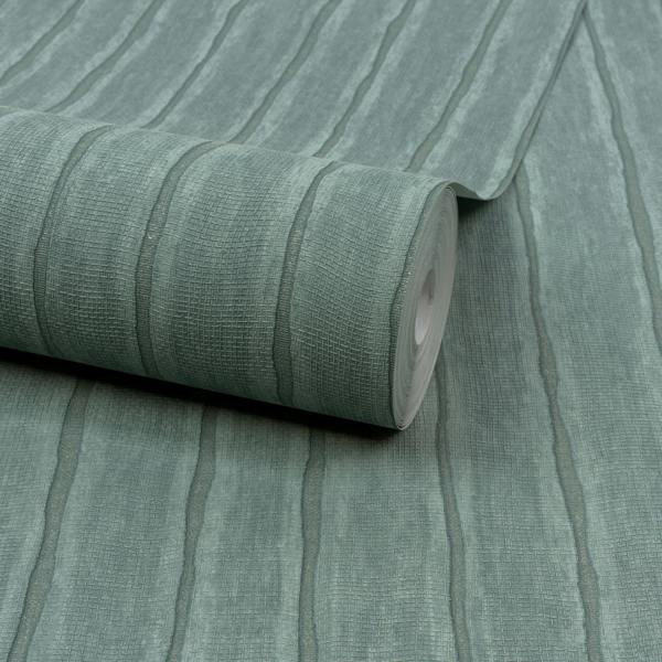 Grandeco Boutique Kalema Fabric Stripe Luxury Weight Embossed Wallpaper, Aqua Teal