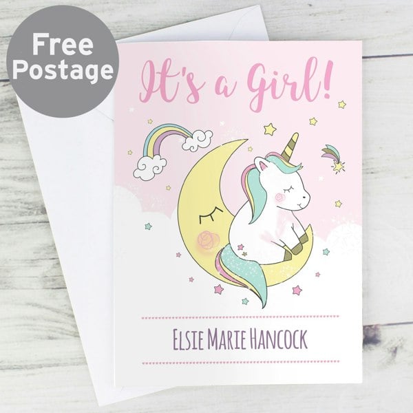 Personalised Memento Company Personalised Baby Unicorn Card