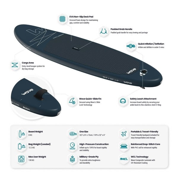 Wave Cruiser 2.0 SUP | Inflatable Paddleboard & Accessories | 10'9ft