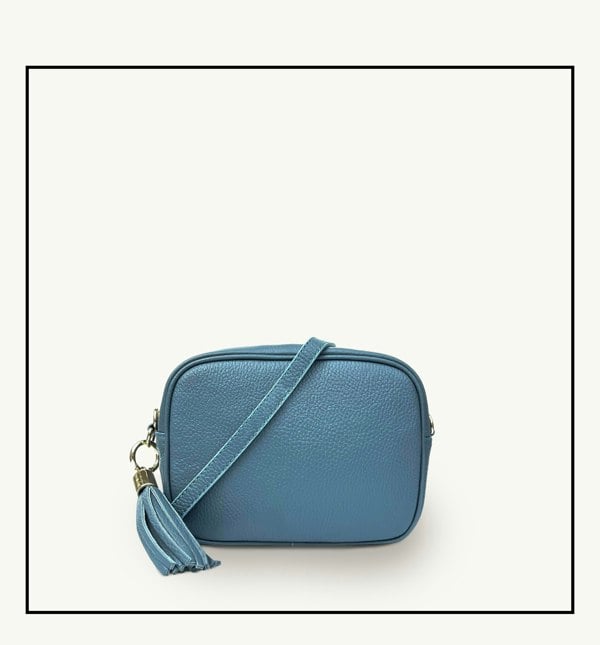 Apatchy London The Tassel Leather Crossbody Bag - Denim Blue