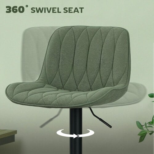 Wyld Haus Kali Fabric Green Adjustable Linen Look Bar Stools Set Of 2
